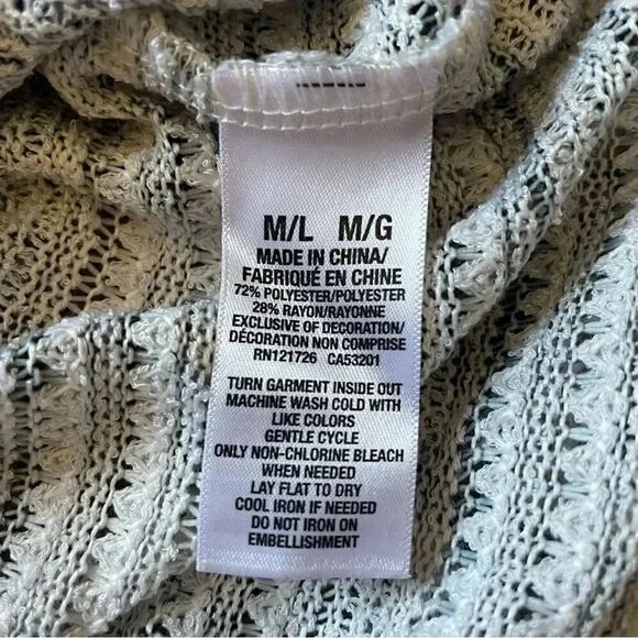 Aeropostale Poncho Boho Fringe Cropped Tassels Gray Women Top Cover-up SZ M/L - Picture 10 of 13